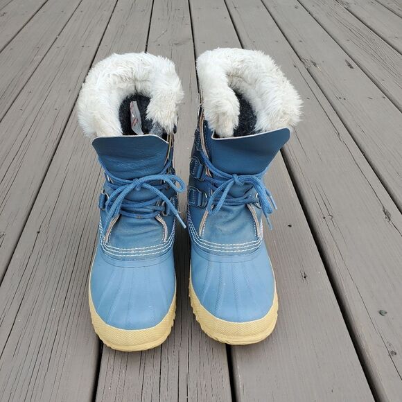 Vintage 90s y2k Sorel Manitou Blue Leather Waterproof Winter Snow Duck Boots 6 - Picture 4 of 8